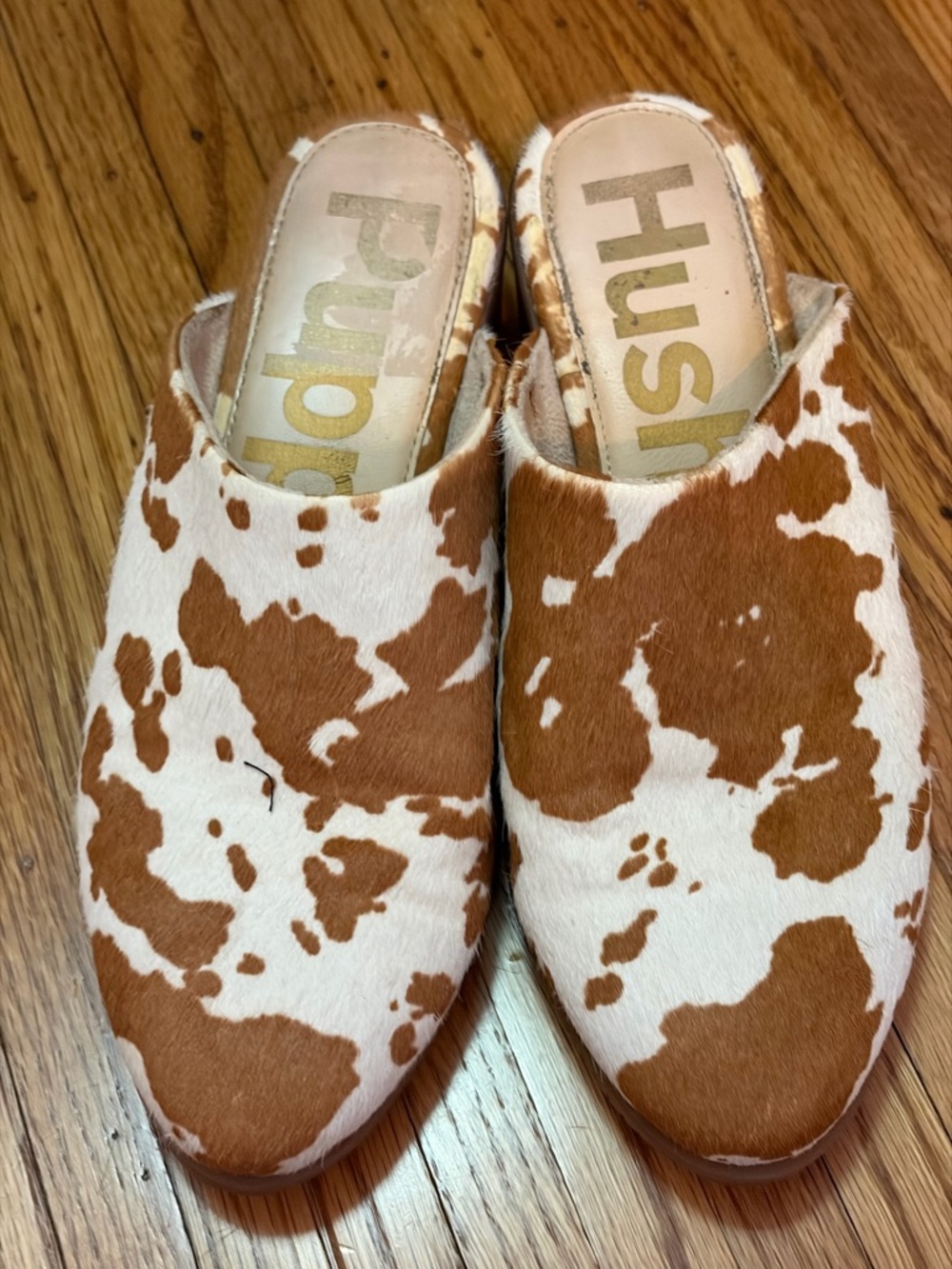 hush puppies Brown & White Cow Print Slip-On Mule